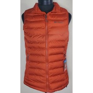 NWT Columbia Men's White Out Omni-Heat Puffer Vest Orange Size Small